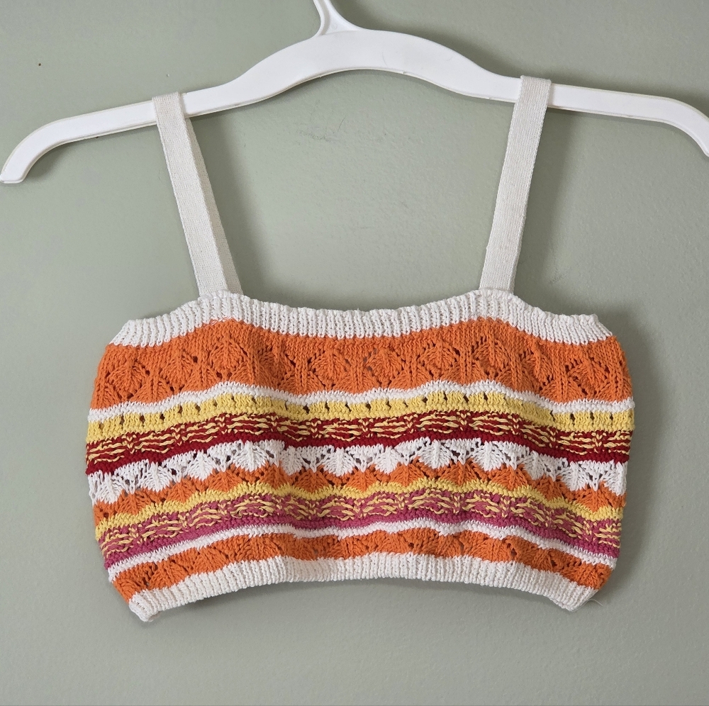 Zara Embroidered Eyelet Crop Top Retro Inspired (Sz 9/10Y fits Women's XS)